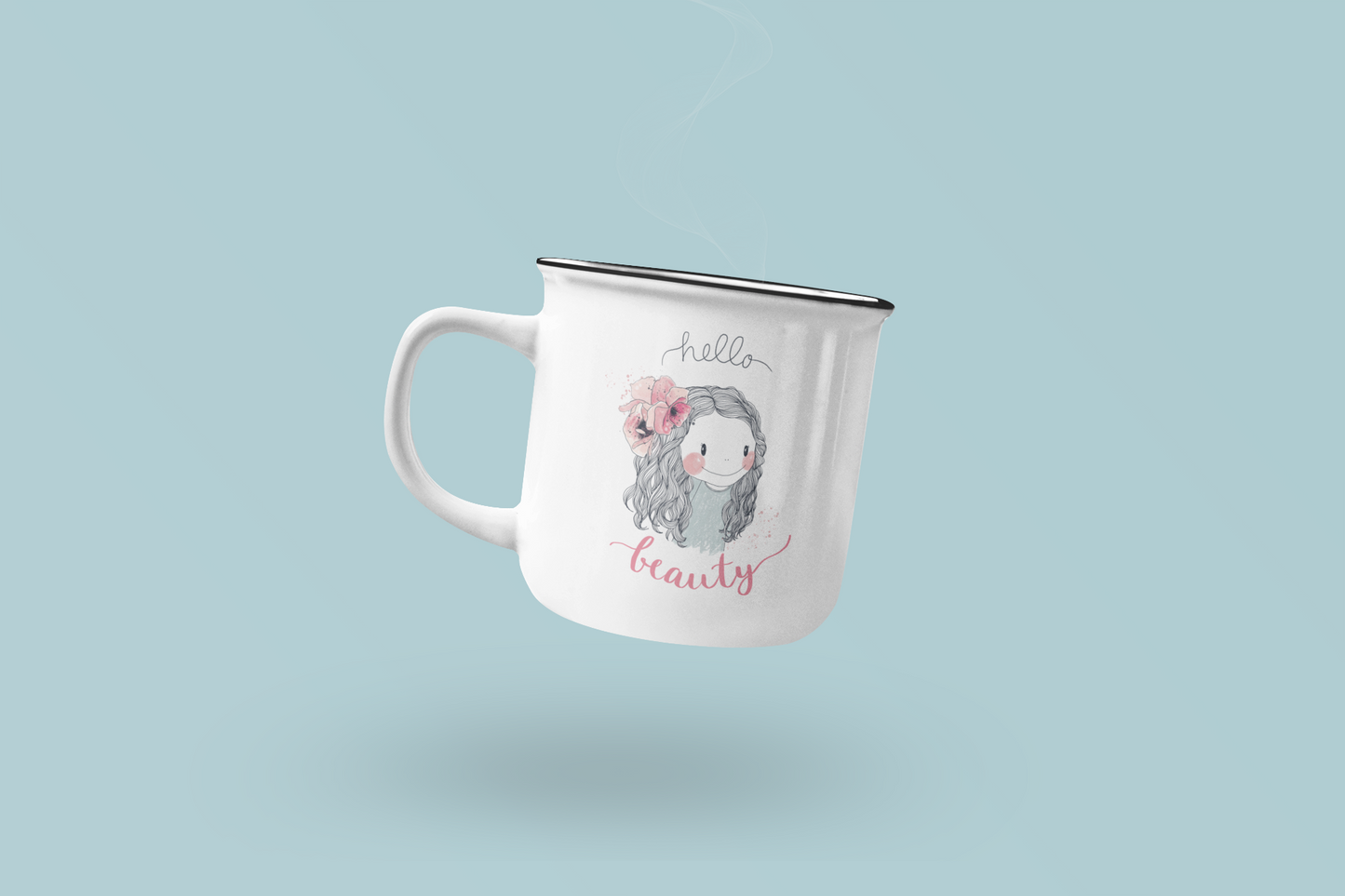Hello Beauty - Emaille-Tasse