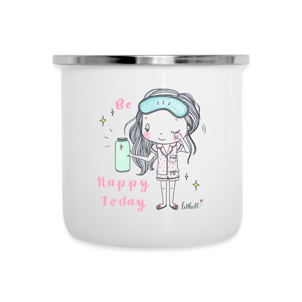 Be Happy Today - Emaille-Tasse - weiß