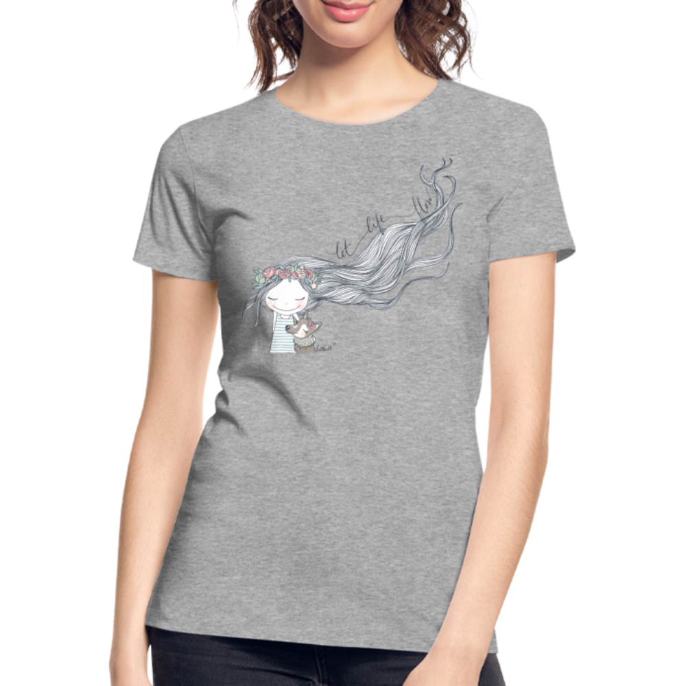 Let Life Flow - Frauen Premium Bio T-Shirt - Grau meliert